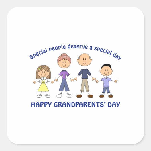 DAG VAN DE HAPPY GRANDPARENTS VIERKANTE STICKER (Voorkant)