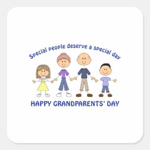 DAG VAN DE HAPPY GRANDPARENTS VIERKANTE STICKER
