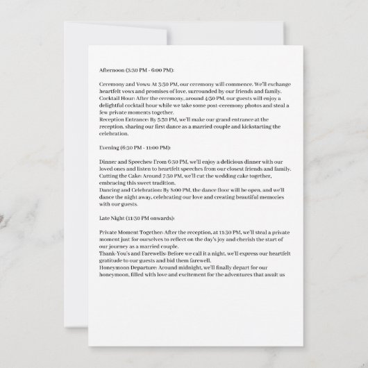 Dag van de huwelijkstijdlijn Koppels Kaart (Achterkant)