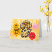 Dag van de Kaart van de schedel van het dode snoep (Gele Bloem)