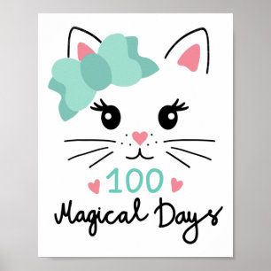 Dag Van De Kleuter Kitty Meisjes Kinderen 100 Magi Poster