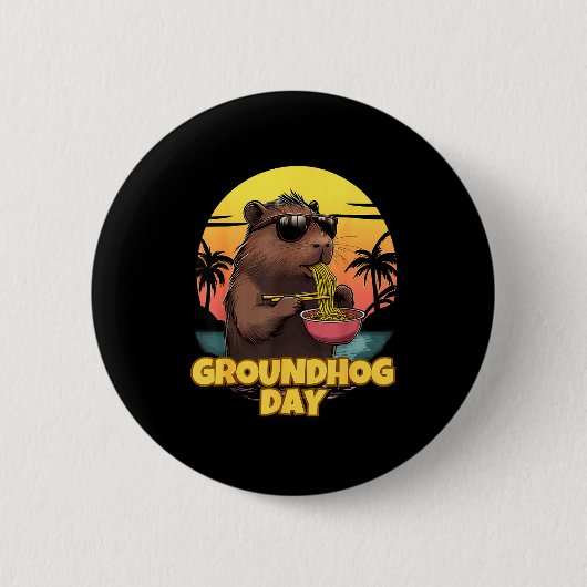 Dag van de marmot _1 ronde button 5,7 cm (Voorkant)