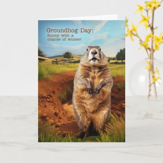 Dag van de marmot humor kaart (Gele Bloem)