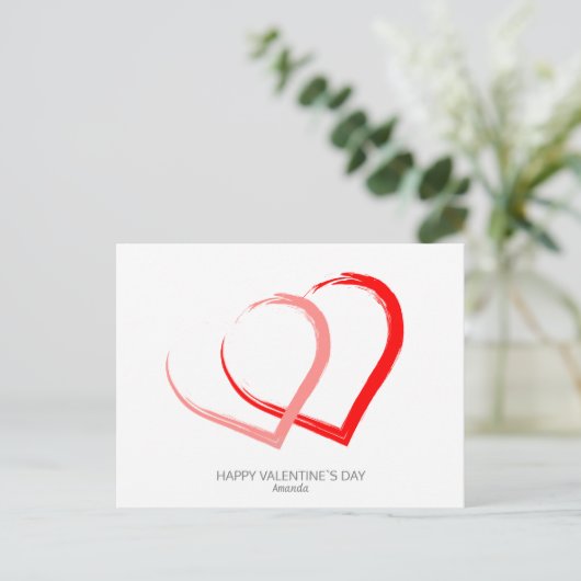 Dag van de moderne Valentijn Rood Roze Geest Elega Feestdagenkaart (Staand voorkant)