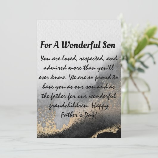 Dag van de moderne zwarte en gouden vaders feestdagenkaart (Staand voorkant)