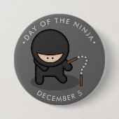 Dag van de Ninja, cartoon nunchucks Ronde Button 7,6 Cm (Voorkant)