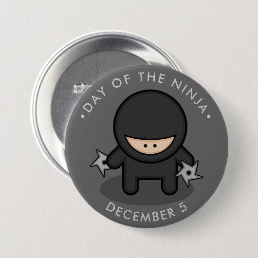 Dag van de Ninja, cartoon shuriken Ronde Button 7,6 Cm (Voorkant /achterkant)
