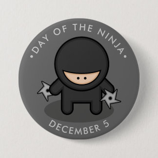 Dag van de Ninja, cartoon shuriken Ronde Button 7,6 Cm