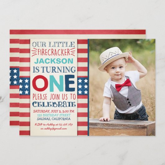 Dag van de onafhankelijkheid van de uitnodiging op (Voorkant / Achterkant)