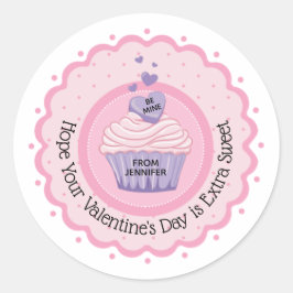 Dag van de Roze Cupcake Valentijn Ronde Sticker