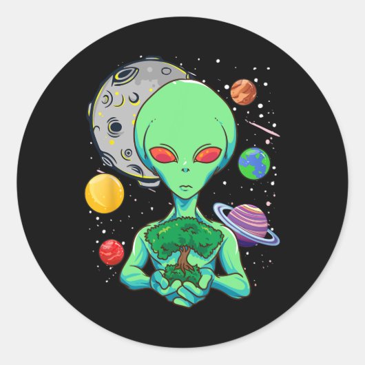 Dag van de ruimte Ksmische algenboom van het leven Ronde Sticker (Voorkant)