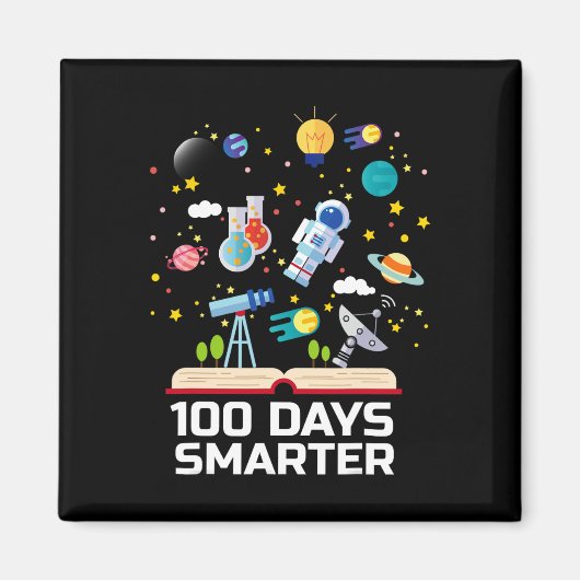 Dag van de School 100 dagen slimmere boeken Space Magneet (Voorkant)