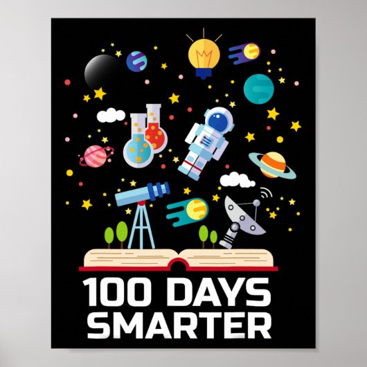 Dag van de School 100 dagen slimmere boeken Space Poster (Voorkant)