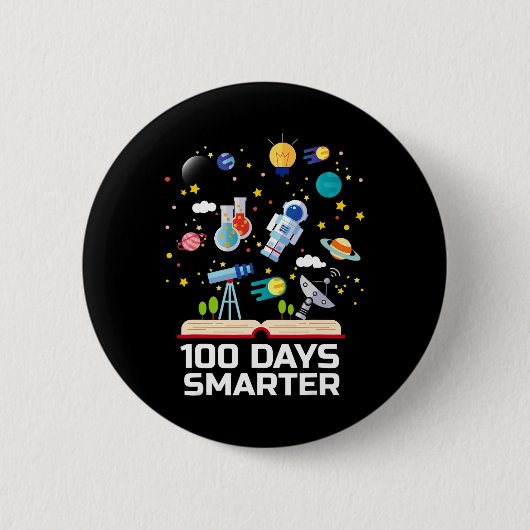 Dag van de School 100 dagen slimmere boeken Space Ronde Button 5,7 Cm (Voorkant)