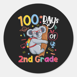 Dag van de school 2e klas Kinder Koala 100 dagen v Ronde Sticker