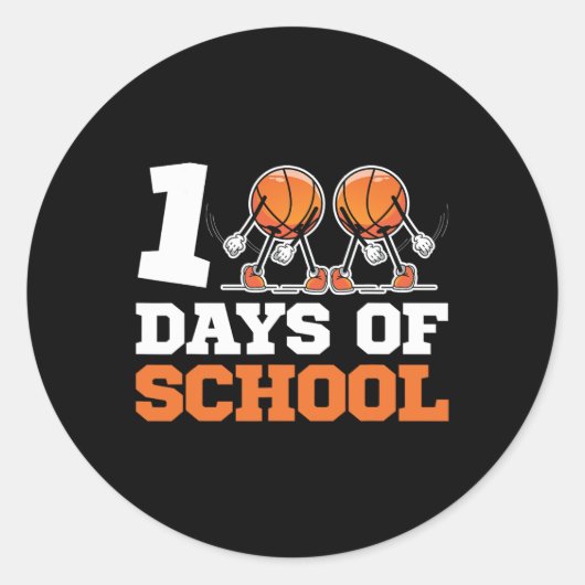 Dag van de school Basketbal Kinder 100 dagen van s Ronde Sticker (Voorkant)