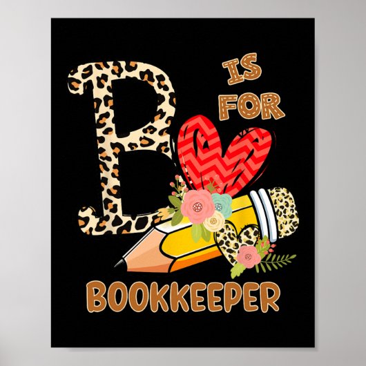 Dag van de school Boekhouder Leopard Bloemen Leraa Poster (Voorkant)