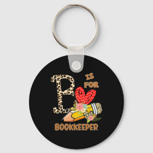 Dag van de school Boekhouder Leopard Bloemen Leraa Sleutelhanger