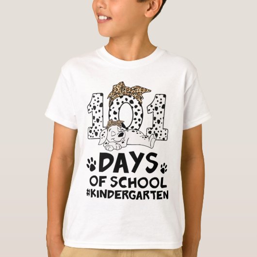 Dag van de school Dalmatische hond 100 dagen van K T-shirt (Voorkant)