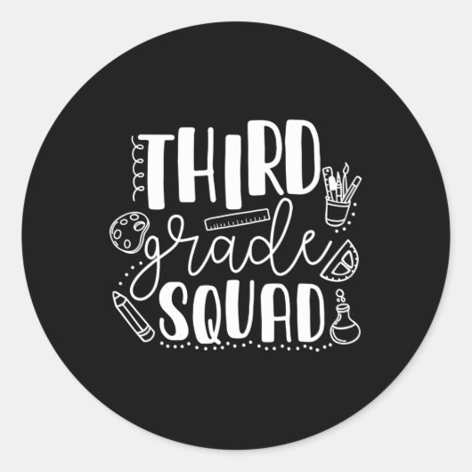 Dag van de school Derde klas Squad Leraar Ronde Sticker (Voorkant)