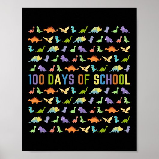 Dag van de School - Dinosaurussen - Easy 100 Days Poster (Voorkant)