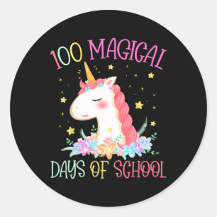 Dag van de School Eenhoorn 100 Magische Dagen Meis Ronde Sticker