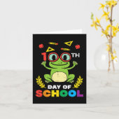 Dag van de school kikker 100 dagen slimmer leraar  kaart (Gele Bloem)