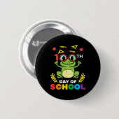 Dag van de school kikker 100 dagen slimmer leraar  ronde button 5,7 cm (Voorkant /achterkant)