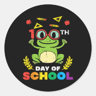 Dag van de school kikker 100 dagen slimmer leraar  ronde sticker