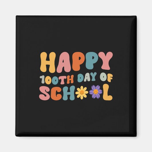 Dag van de school leraar Retro Groovy Happy 100 da Magneet (Voorkant)