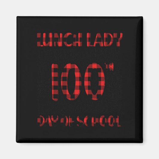 Dag van de School Lunch Lady Typografie Red Plaid Magneet (Voorkant)