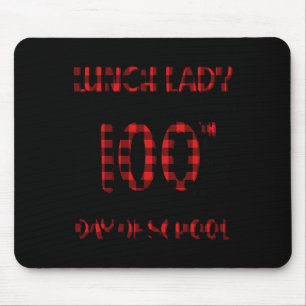 Dag van de School Lunch Lady Typografie Red Plaid Muismat