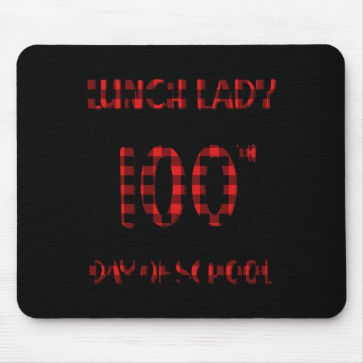 Dag van de School Lunch Lady Typografie Red Plaid Muismat (Voorkant)