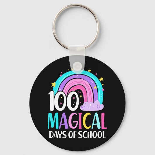 Dag van de school Rainbow Magical 100 dagen van sc Sleutelhanger (Voorkant)