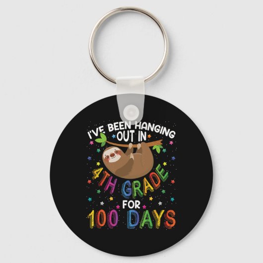 Dag van de School Sloth Design - 4e klas 100 dagen Sleutelhanger (Voorkant)