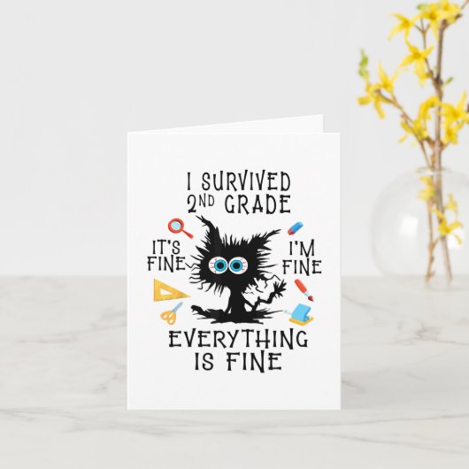 Dag van de school student Afstuderen Ik overleefde Kaart (Gele Bloem)