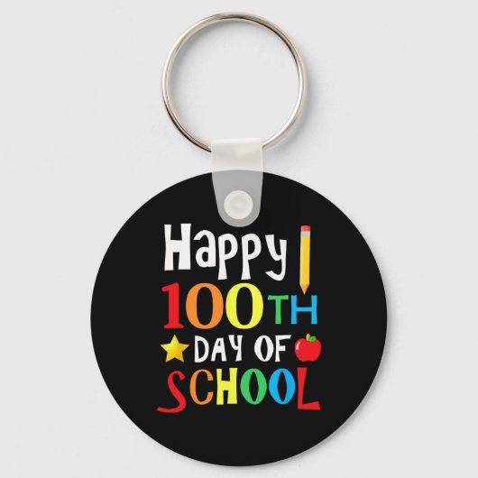 Dag van de schoolleraren Kinder kind blij 100 dage Sleutelhanger (Voorkant)