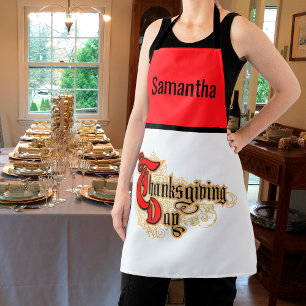 Dag van de Thanksgiving met rode letters Schort