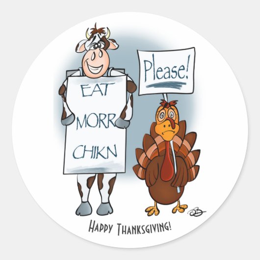 Dag van de Thanksgiving Ronde Sticker (Voorkant)