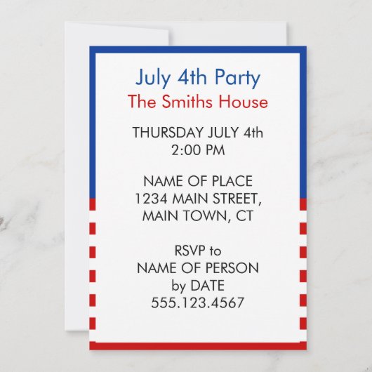 Dag van de Trede Ondankbaar Koloniaal op 4 juli Hu Kaart (Achterkant)