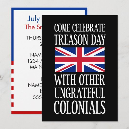Dag van de Trede Ondankbaar Koloniaal op 4 juli Hu Kaart (Voorkant / Achterkant)