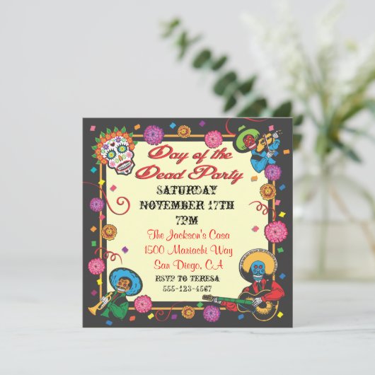 Dag van de uitnodiging van de partij Dead Fiesta (Staand voorkant)