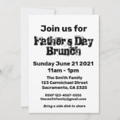 Dag van de Vader Brunch Witte Zwarte Tekst Kaart (Voorkant)