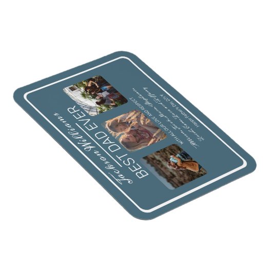Dag van de vaders Beste pap ooit Blauwe Drie Foto Magneet (Rechterzijde)