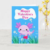 dag van de Valentijn Axolotl met hart Kaart (Gele Bloem)