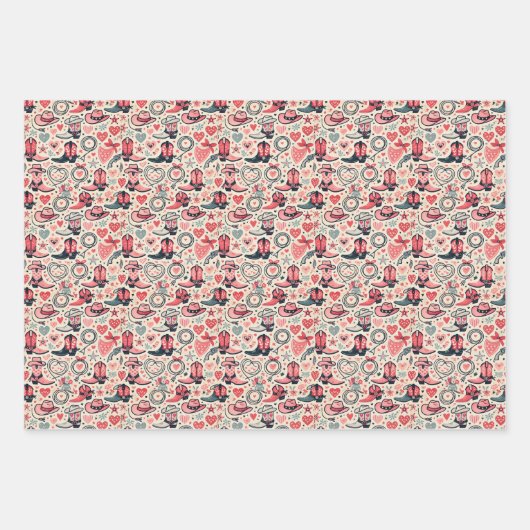 Dag van de valentijn Cowboy & Cowgirl Inpakpapier Vel (Voorkant 3)