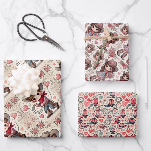 Dag van de valentijn Cowboy & Cowgirl Inpakpapier Vel (Voorkant)