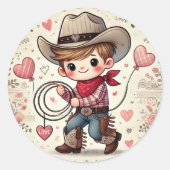 Dag van de valentijn Cowboy Ronde Sticker (Voorkant)