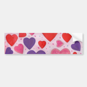 Dag van de valentijn Harten in Roze, Paars en rood Bumpersticker