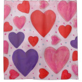 Dag van de valentijn Harten in Roze, Paars en rood Douchegordijn (Voorkant)